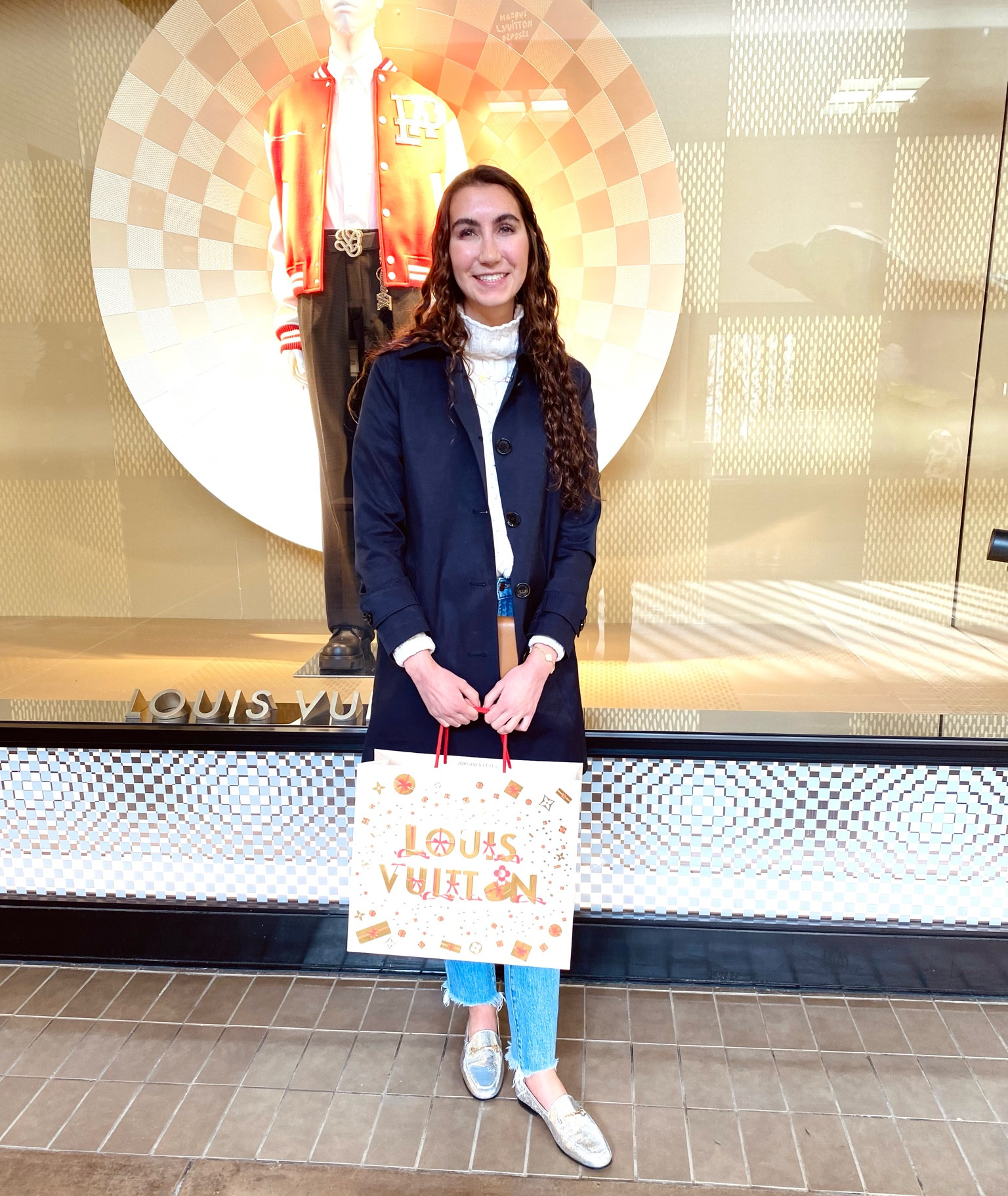 Warm winter outfit ideas for a fun day of shopping! 🛍️  Instead of covering up in a giant coat, I decided to focus on warm layers. I paired this Ralph Lauren wool sweater (old) with a navy trench and lightweight wallet-on-a-chain (both on sale!), some thick denim, and jazzed it up with sparkly loafers and jewelry. ✨💖

#ColdWeather #ColdWeatherOutfits #SnappyCasual #Layering#LTKshoecrush #LTKstyletip

#LTKSeasonal