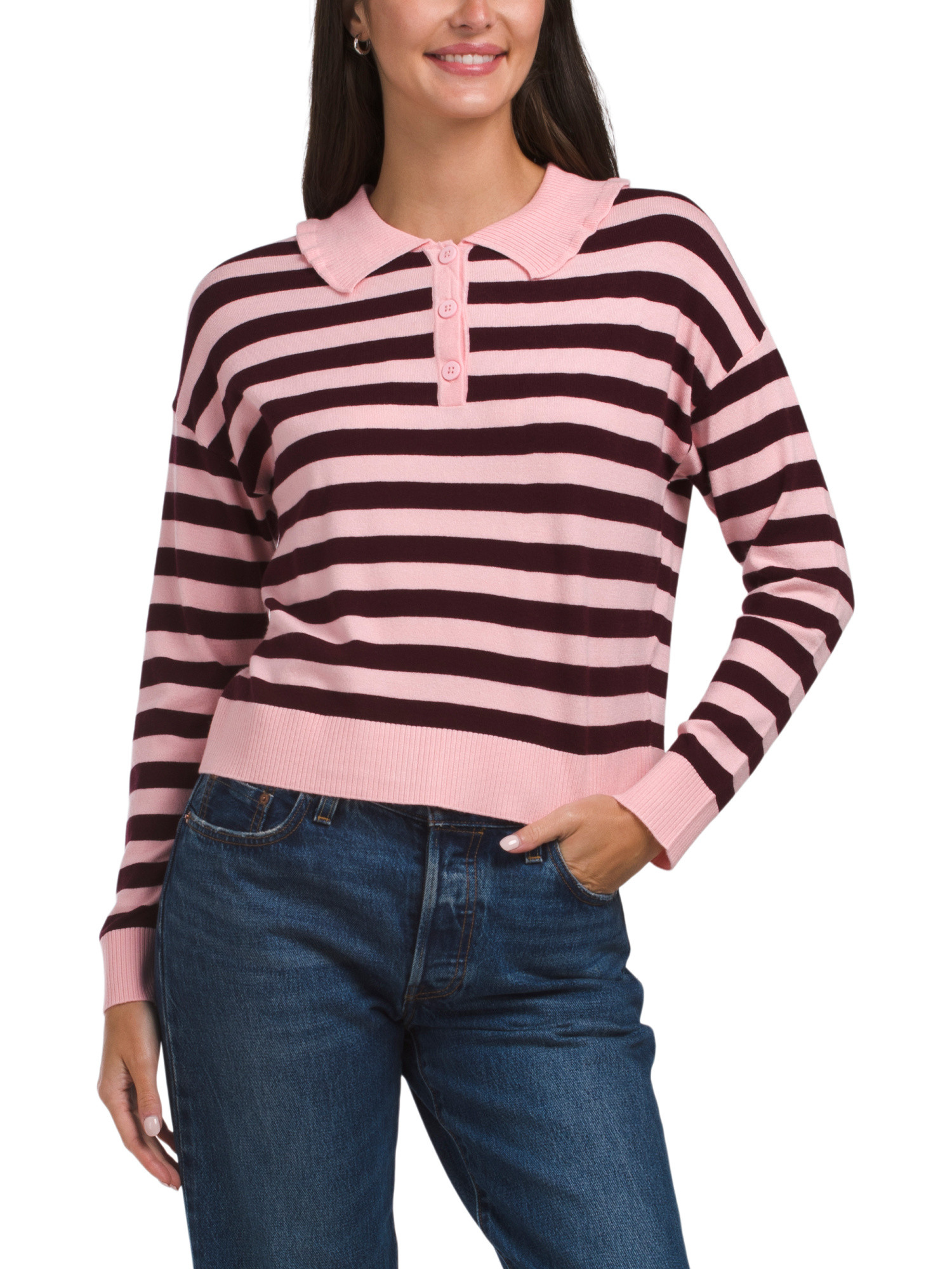 Striped Ruffle Collar Sweater | Sporty Chic | Marshalls | Marshalls