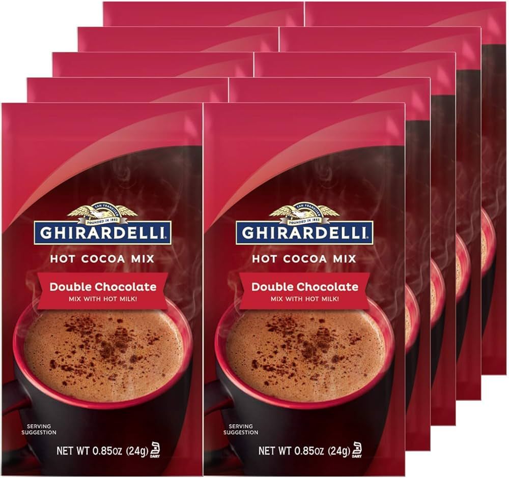 Ghirardelli Double Chocolate Hot Cocoa Mix, 0.85-Ounce Packets (Pack of 10) | Amazon (US)