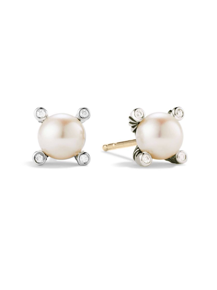 Small Pearl Earrings with Diamonds | Saks Fifth Avenue