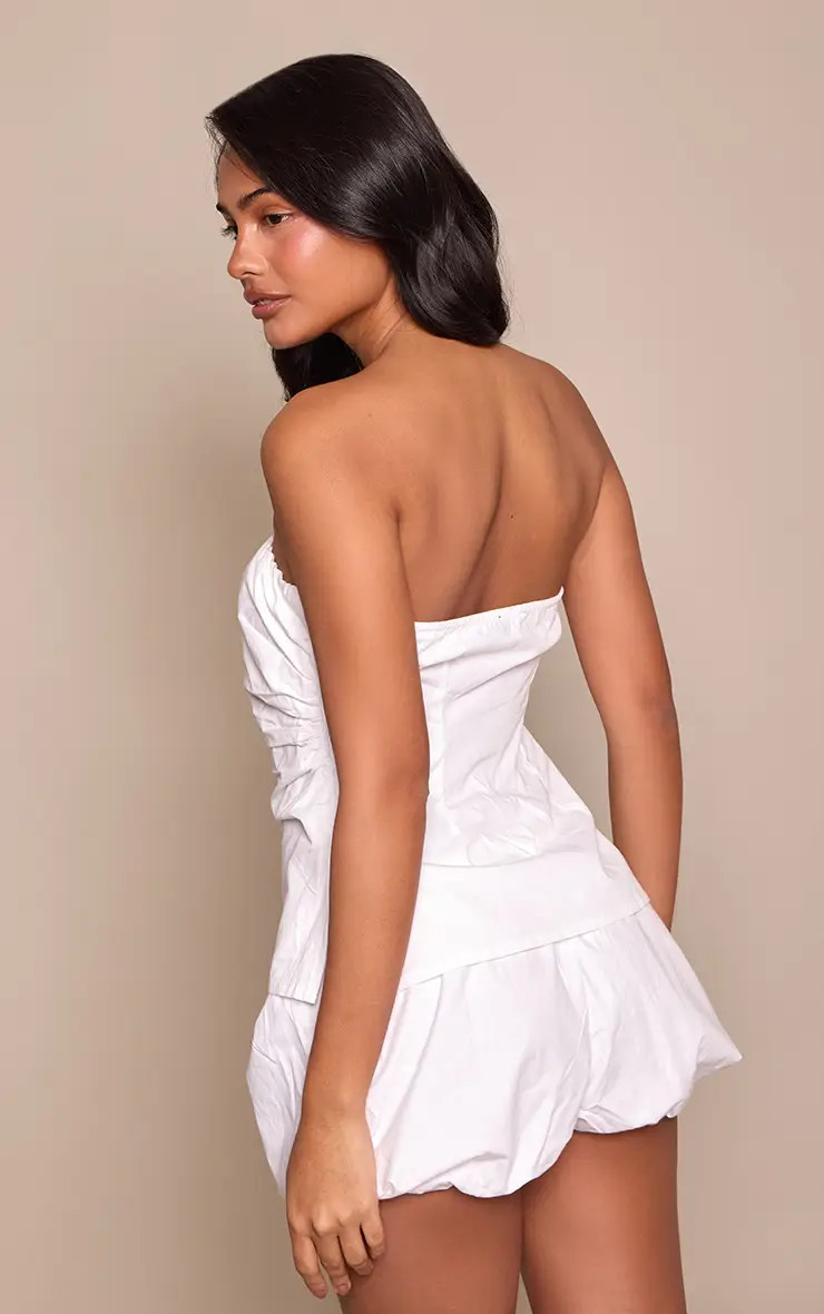 White Cotton Puffball Shorts | PrettyLittleThing UK