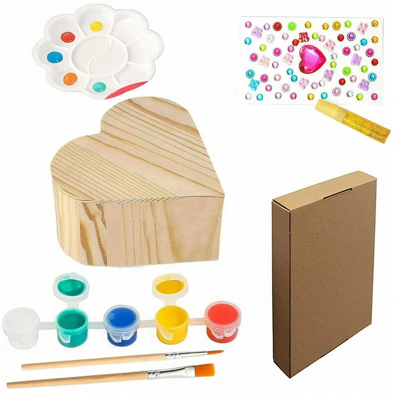 ​​LYINGF DIY Heart-Shaped Wooden Box Craft Kit - Valentine's/Mother's Day Art Project for Gir... | Walmart (US)