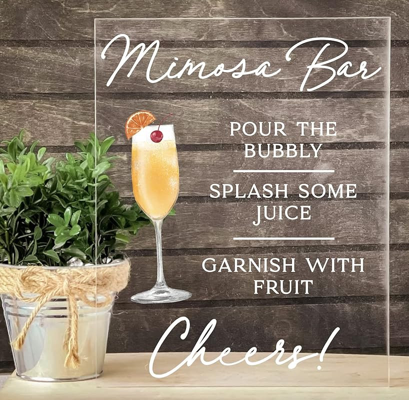 Mimosa Bar Supplies - Acrylic Sign - Modern Acrylic Sign for Tabletop, Wedding Decor, Acrylic Tab... | Amazon (US)