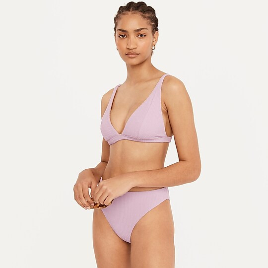 Textured plunge bikini top | J. Crew US