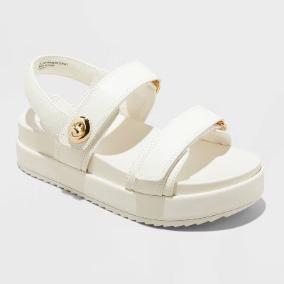 Women's Tanner Double Band Platform Sandals - A New Day™ Off-White | Target