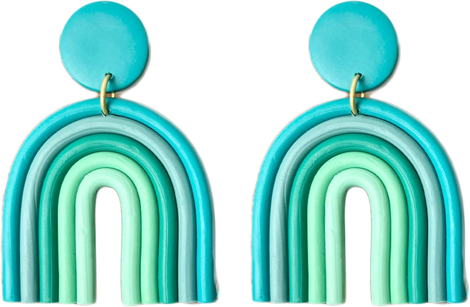 Bohemian Layered Polymer Clay U Shape Rainbow Earrings Lightweight Statement Thick Chunky Rainbow Ha | Amazon (US)