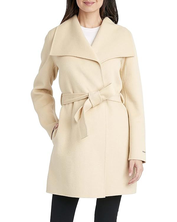 TAHARI Women's Lightweight Wool Wrap Coat with Tie Belt | Amazon (US)