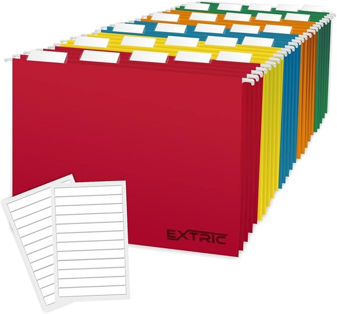 Hanging File Folders - 25 Pack File Folders Assorted Colors, 1/5 Cut Heavyweight 180 GSM Hanging ... | Amazon (US)