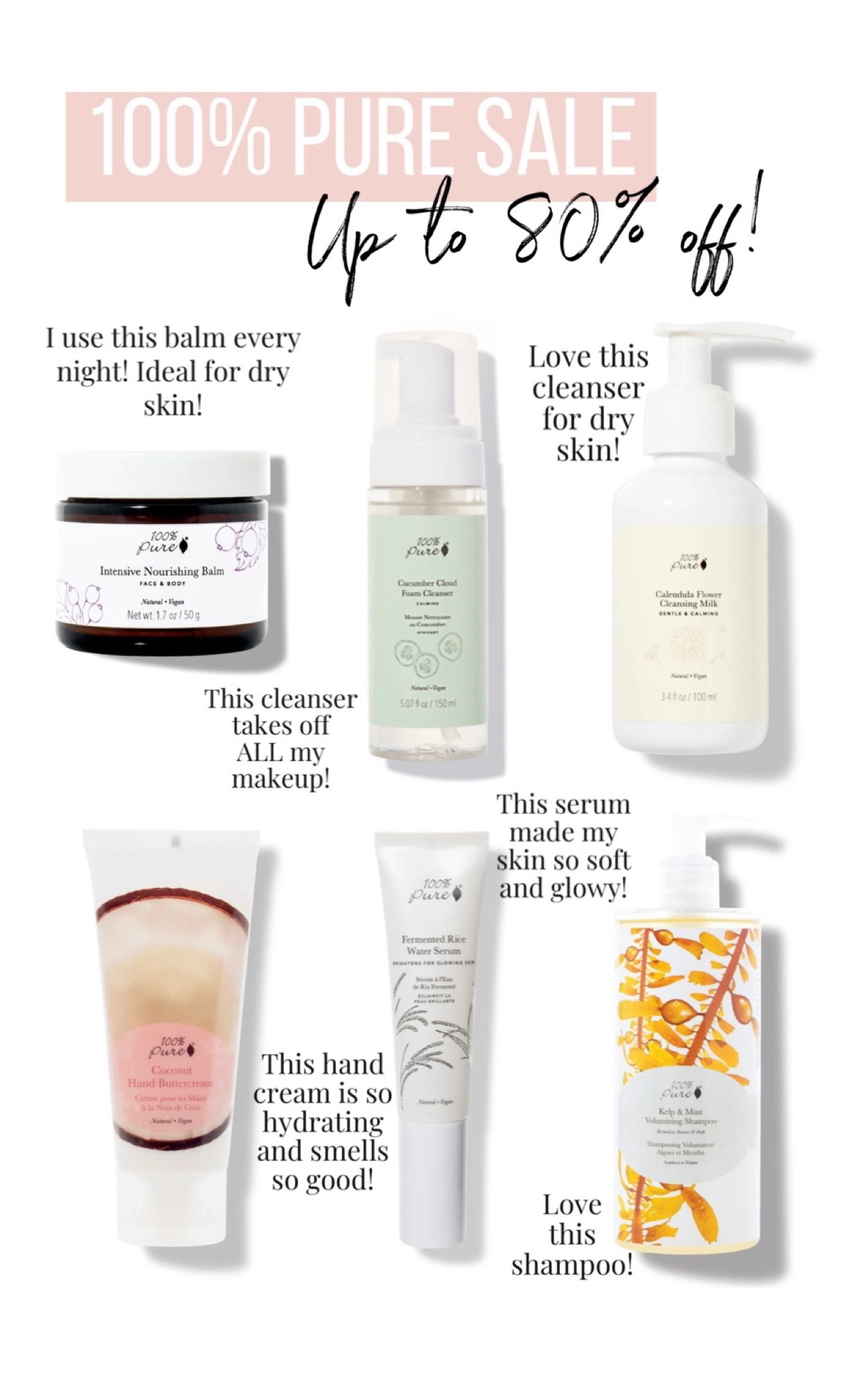 100 percent pure all natural organic non toxic clean skincare favorites. Up to 80% off semi annual sale!

#LTKfindsunder50 #LTKbeauty #LTKsalealert