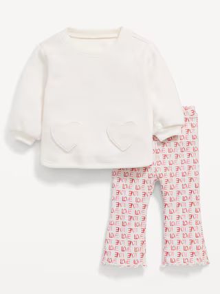 Cozy French Terry Crew-Neck and Flared Leggings Set for Baby | Old Navy (US)