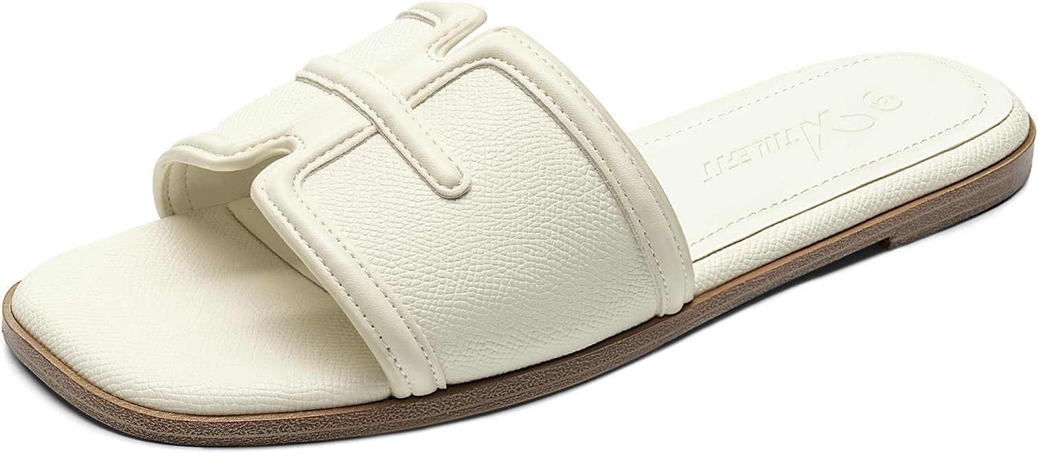 Athlefit Flat Sandals for Women Dressy Square Open Toe Comfortable Slip On Summer Beach Casual Sl... | Amazon (US)