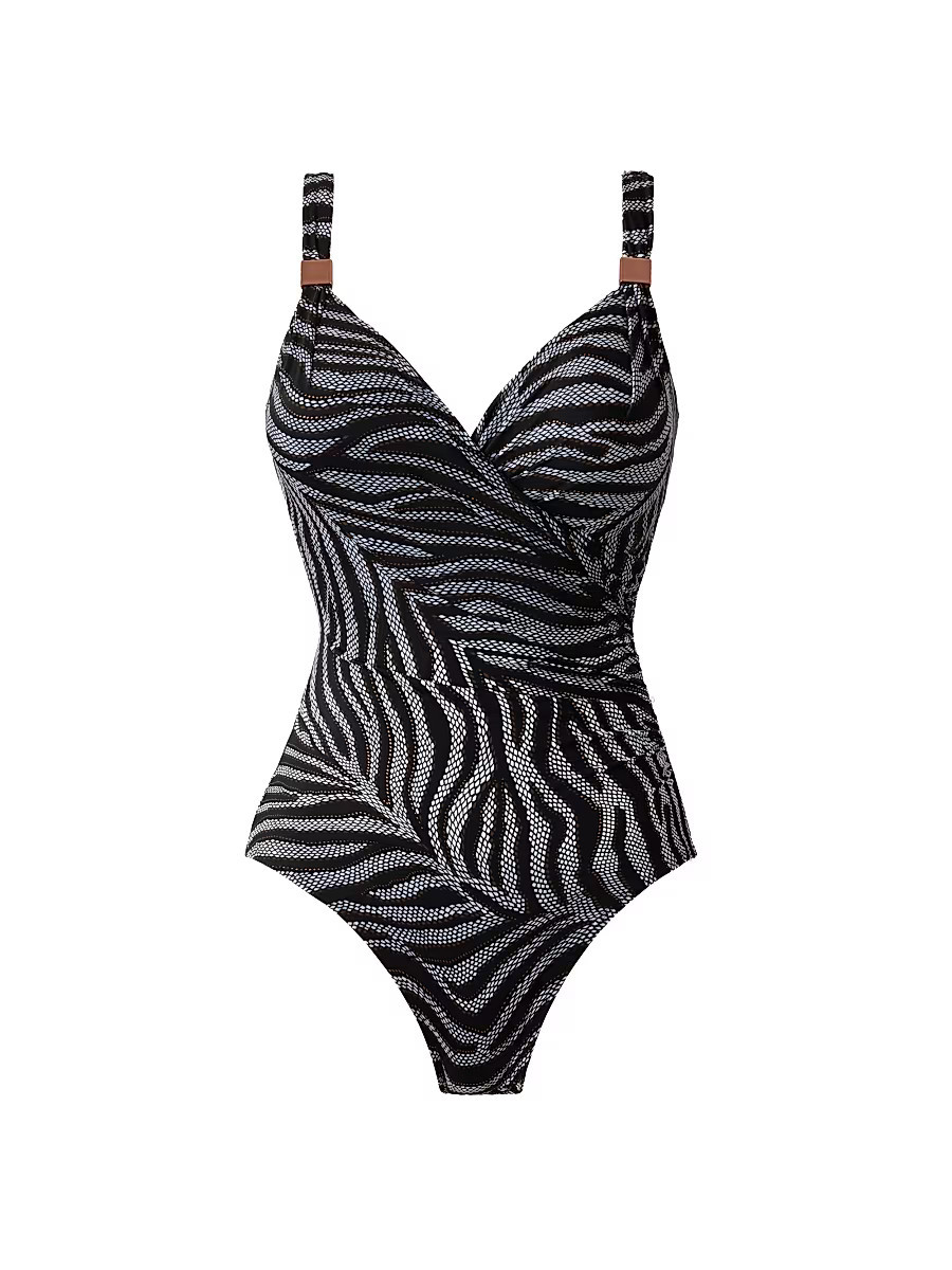 Women's Zirconic Siren Zebra-Print One-Piece Swimsuit - Black White - Size 12 | Saks Fifth Avenue