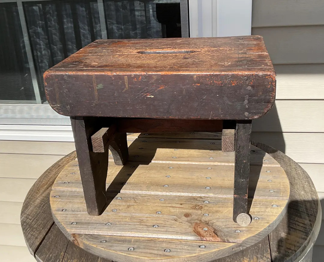 Vintage Wide Dark Wooden Foot Stool/Bench Footrest Cutout Carrying Handle 14" L | Etsy (US)