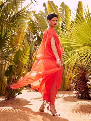 Aveline Crinkle Silk Maxi Dress | Banana Republic (US)