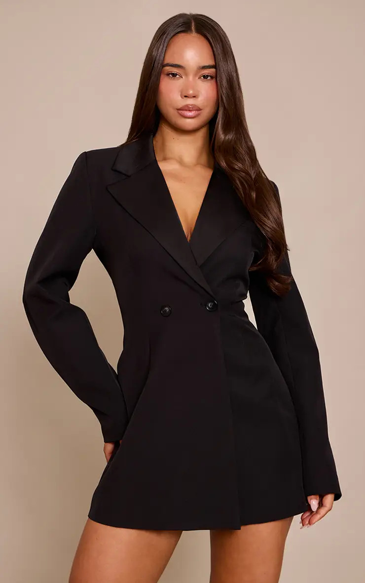 Black PrettyLittleThing Woven Tailored Structured Blazer Dress | Boohoo USA | boohoo (US & Canada)