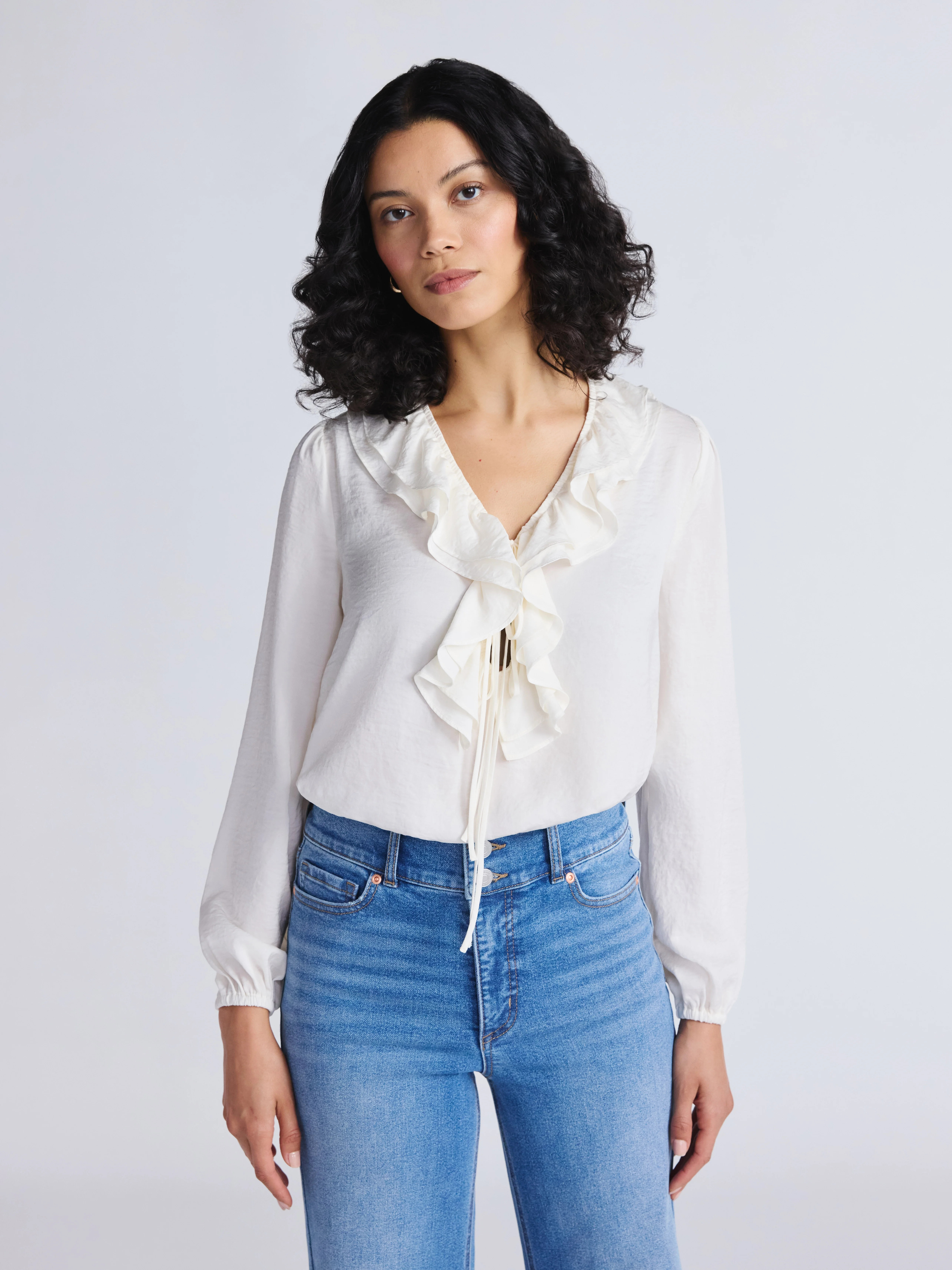 Sofia by Sofia Vergara Women's and Women's Plus Ruffle Neck Blouse, Sizes XS-4X - Walmart.com | Walmart (US)