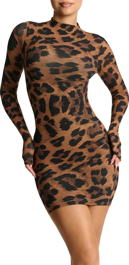 Naked Wardrobe Print Long Sleeve Body-Con Minidress | Nordstrom | Nordstrom