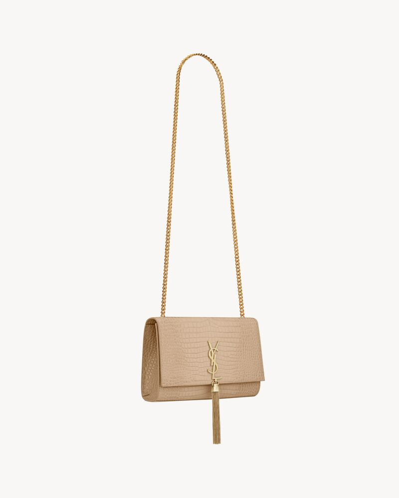 kate medium chain bag with tassel in crocodile-embossed shiny leather | Saint Laurent Inc. (Global)