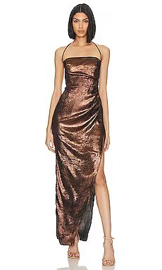 RUMER Phoenix Maxi Dress in Bronze from Revolve.com | Revolve Clothing (Global)