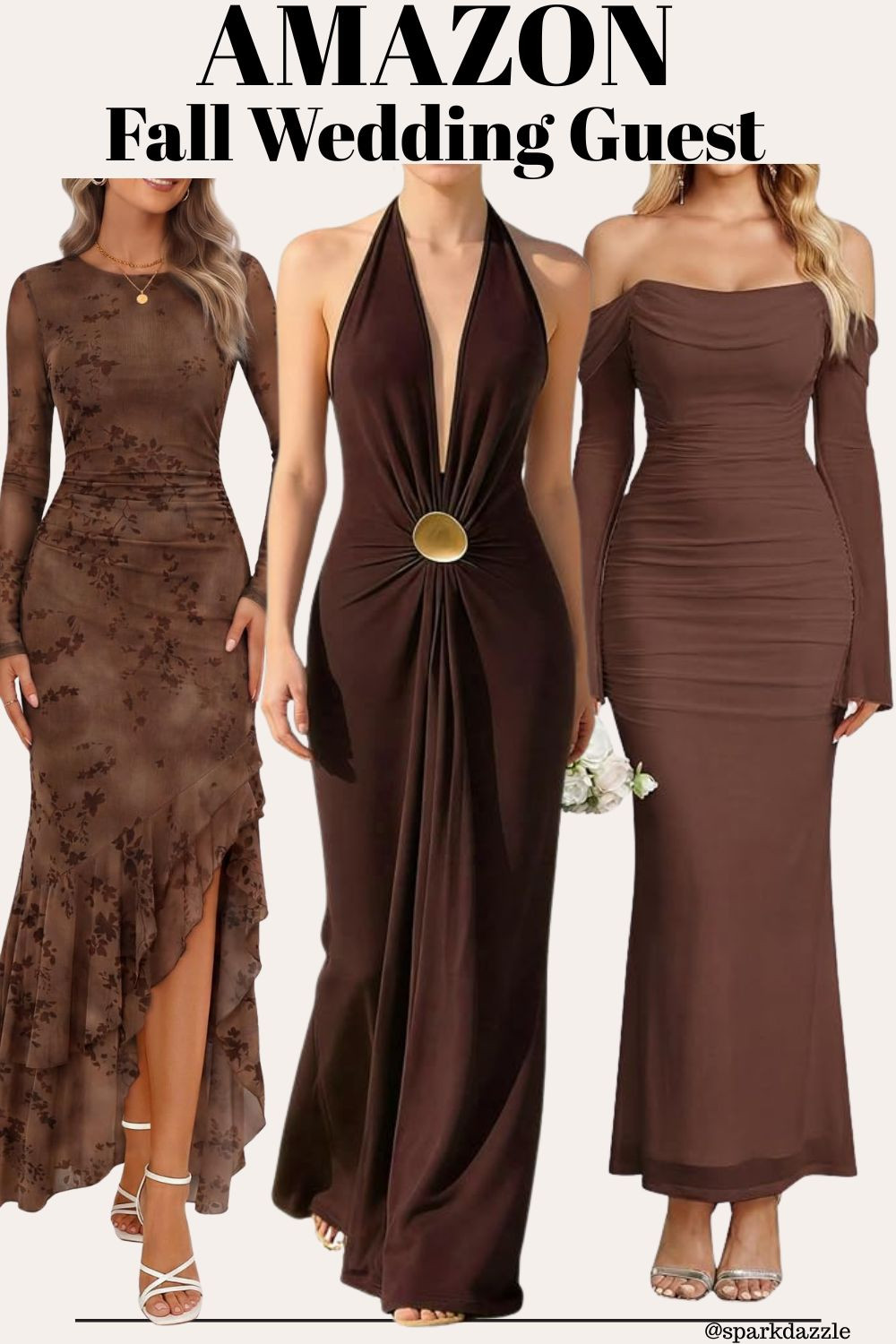 Amazon Fall Wedding Guest Dresses Searching for the perfect fall wedding guest dress? These elegant chocolate brown Amazon dresses are gorgeous choices for autumn weddings, formal events, cocktail parties, and date nights. From flattering draped details and romantic floral prints to flowing ruffled silhouettes, these rich brown maxi dresses bring sophisticated fall style to every special occasion. #AmazonFashion #AmazonDresses #FallWeddingGuest #WeddingGuestDress #WeddingGuestOutfit #FallWedding #BrownDress #ChocolateBrownDress #MaxiDress #FormalDress #CocktailDress #FallFashion #AmazonFinds #AmazonStyle #FormalWedding #AutumnStyle #ElegantDress #PartyDress #SpecialOccasionDress #WeddingFashion #FallDress #DressInspo #WomenOver40Style #AffordableFashion
