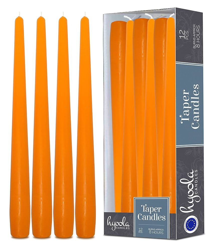 Hyoola Tall Taper Candles - 10 Inch Orange Unscented Dripless Taper Candles - 8 Hour Burn Time - ... | Amazon (US)