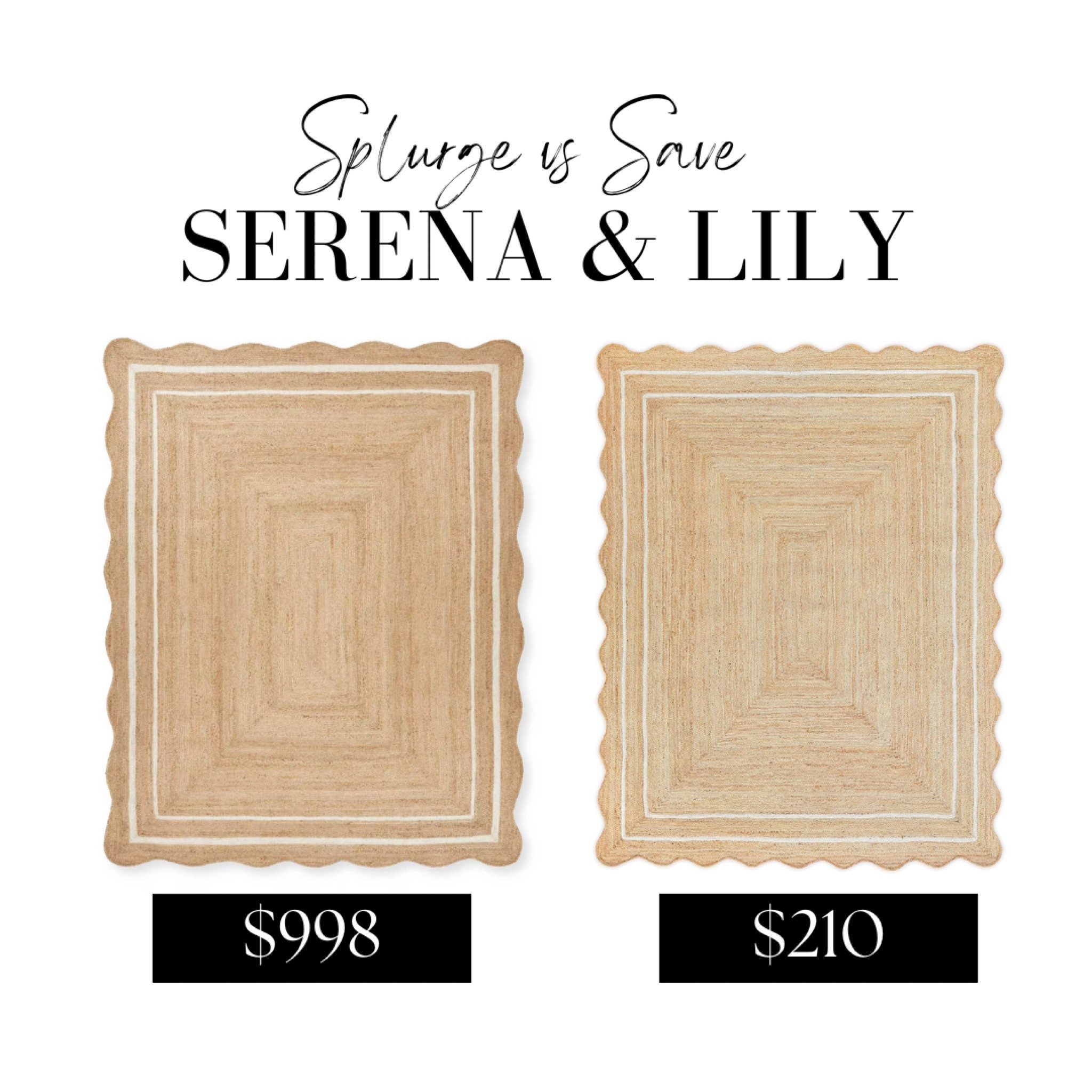 Serena and Lily look for less! Save vs splurge, Serena and Lily scallop jute rug, jute area rug, 8x10 rug

#LTKHome