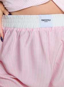 Early Riser Sleep Shorts Pink Stripe Curve | Princess Polly US