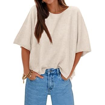 Cicy Bell Womens Oversized Short Sleeve Sweaters Tops Knit Fall Pullovers | Amazon (US)