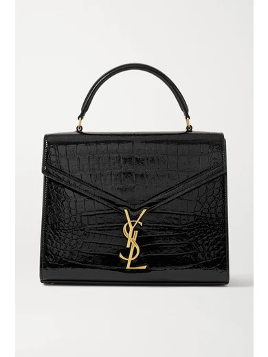SAINT LAURENT - Cassandra Medium Croc-effect Leather Tote - Black | NET-A-PORTER (US)