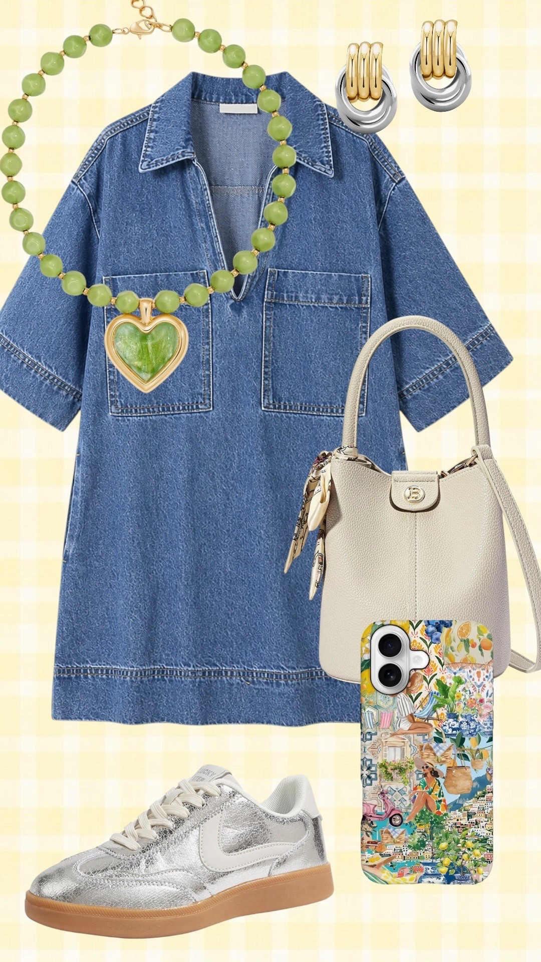 Nothing beats a denim mini for a casual day out, and this green heart necklace is just the sweetest pop of color! 💚 I’m pairing it with the silver sneakers for a look that’s equal parts, comfy and cute ✨￼

#LTKSeasonal #LTKootd #LTKgrwm