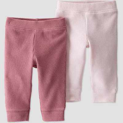 Baby Girls' 2pk Organic Cotton Solid Pull-On Pants - little planet by carter's Pink | Target