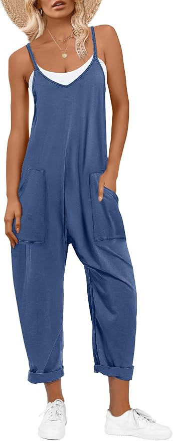 ANRABESS Jumpsuits for Women Casual Summer Overalls Sleeveless Spaghetti Strap Romper Jumpers Tre... | Amazon (US)