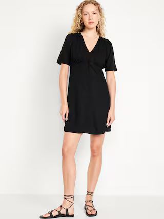 Button-Down Crepe Mini Dress | Old Navy (US)