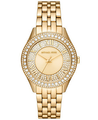 Women's Harlowe Three-Hand Gold-Tone Stainless Steel Bracelet Watch, 38mm | Macy's