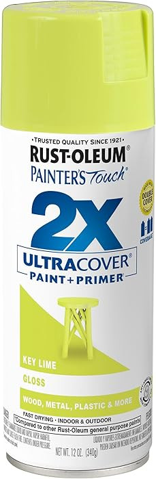 Rust-Oleum 334036 Painter's Touch 2X Ultra Cover Spray Paint, 12 oz, Gloss Key Lime | Amazon (US)