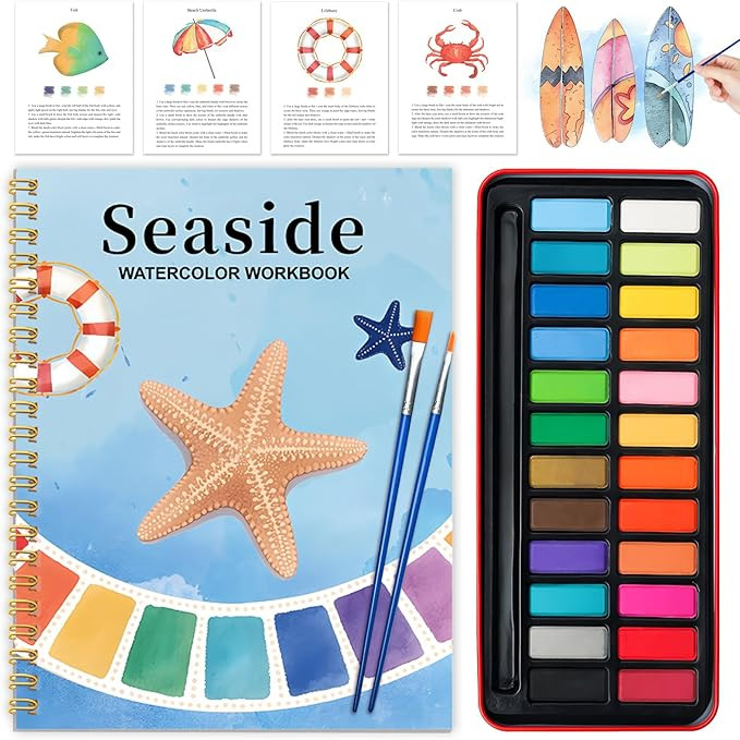 Watercolor Workbook - Coloring Book Beginner Friendly Painting Kit, Watercolor Workbooks for Adul... | Amazon (US)