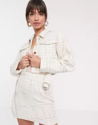 ASOS DESIGN exaggerated sleeve boucle suit blazer with pocket detail | ASOS (Global)