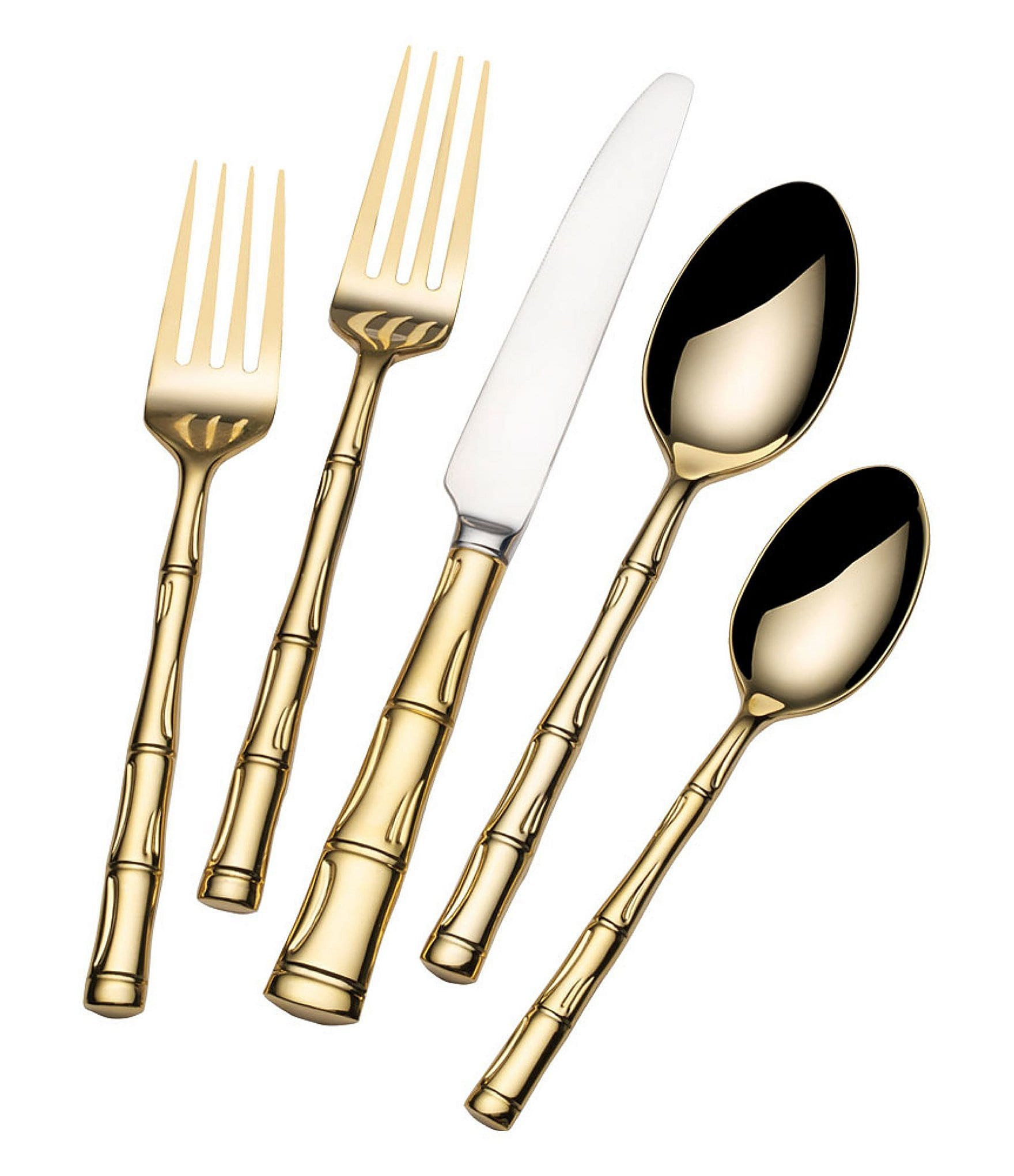 Bamboo Gold-Plated 20-Piece Stainless Steel Flatware Set | Dillard's
