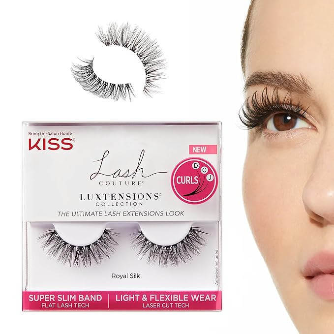 KISS Lash Couture Luxtension False Eyelashes, 'Royal Silk', 10 mm, Includes 1 Pair Of Lash, Conta... | Amazon (US)