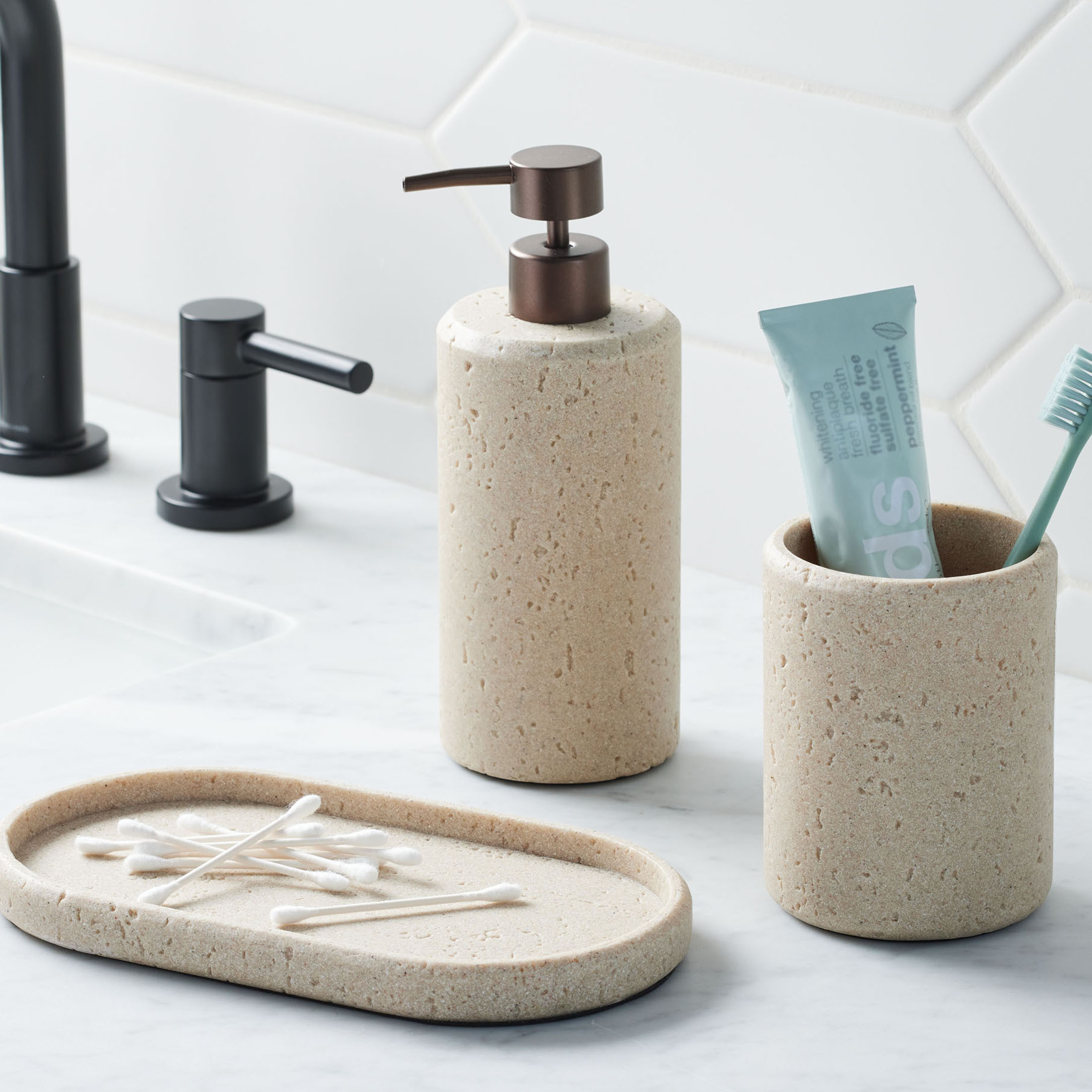 Better Homes & Gardens Faux Stone Toothbrush Holder | Walmart (US)