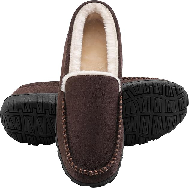 shoeslocker Men's Slippers Warm Soft Plush Memory Foam House Slippers for Men Comfortable Bedroom... | Amazon (US)