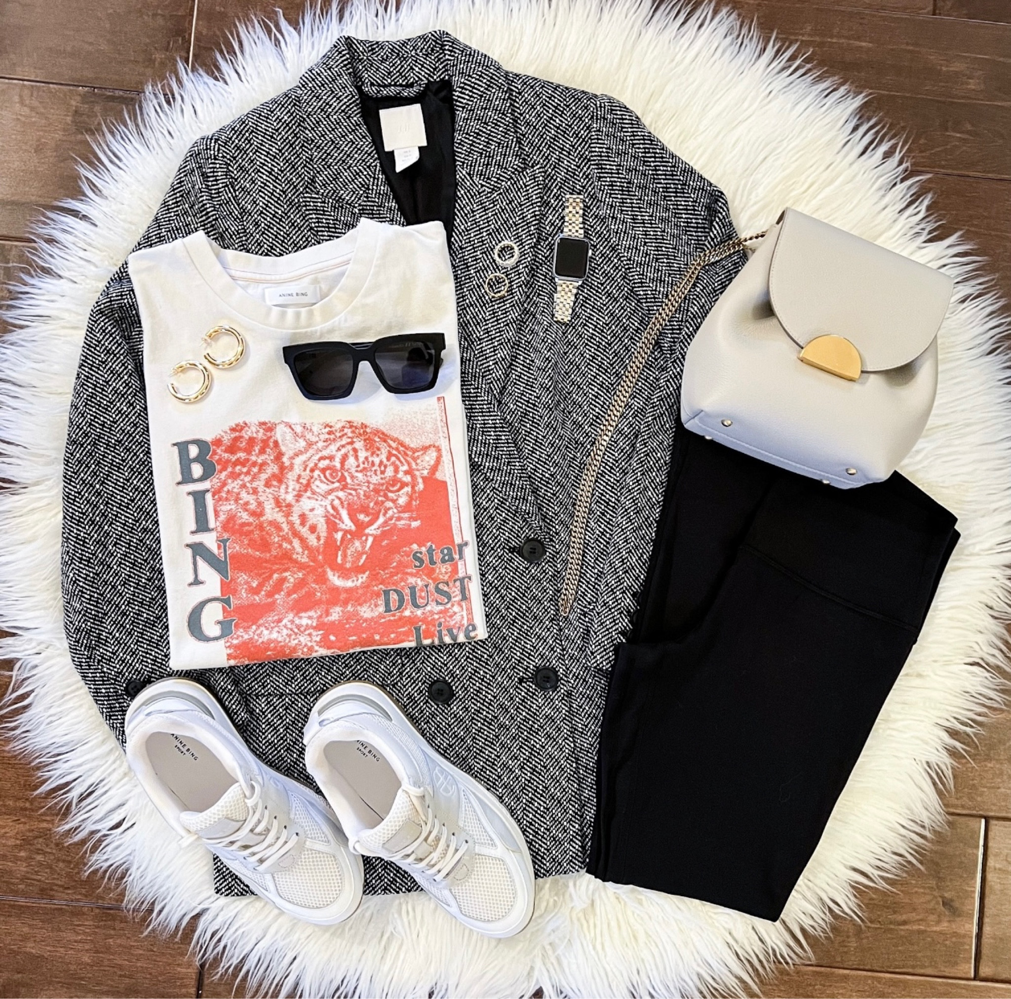 Easy styling: favorite blazer, graphic tee, leggings and sneakers. 

Anine Bing. Dad sneakers. Dad shoes. Lululemon Align leggings. Polene. Polene Paris. Designer bag. Luxury bag. Sunglasses  

#LTKshoecrush #LTKstyletip #LTKSeasonal
