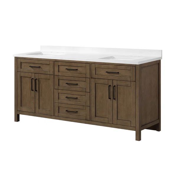 Oswego 72.05'' Free Standing Double Bathroom Vanity with Cultured Marble Top | Wayfair North America