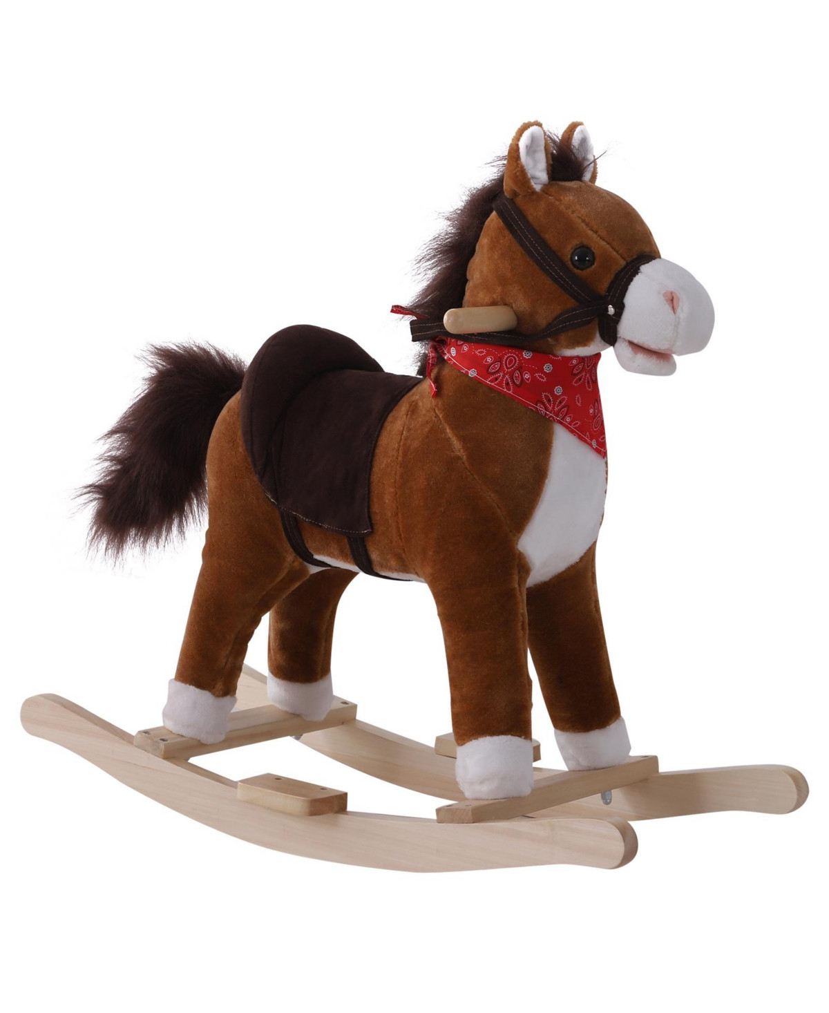 Qaba Kids Ride on Rocking Horse Plush Toy with Realistic Sounds - Brown | Macy's