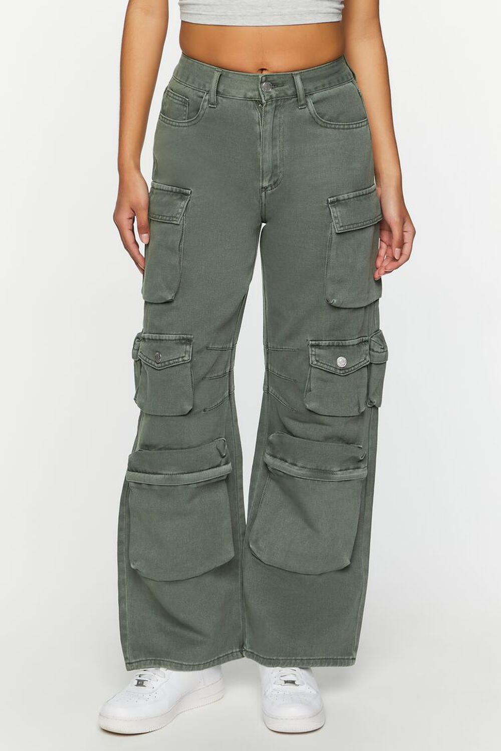 Twill Wide-Leg Cargo Pants | Forever 21 (US)