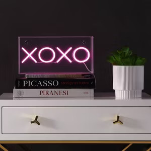 11.75" XOXO Contemporary Glam Acrylic Box Pendant (Includes LED Light Bulb) Neon Pink - JONATHAN ... | Target