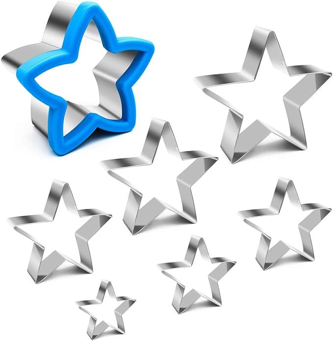 ANPOPO Star Cookie Cutters for Kid, 7 Piece Assorted Sizes Stainless Steel Star Shapes, Mini & La... | Amazon (US)