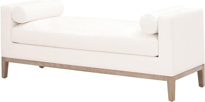 Benjara 63 Inch Fabric Upholstered Bench with Track Armrests, Cream | Amazon (US)