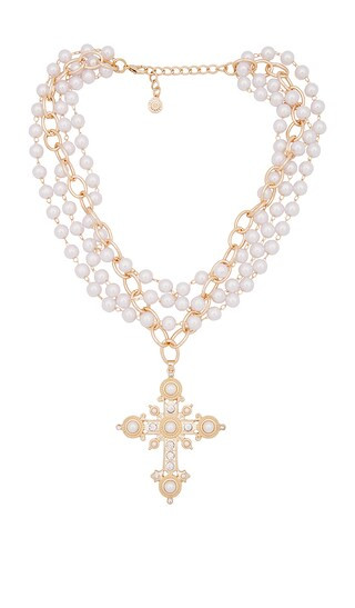 Cross Pearl Necklace in Gold | Revolve Clothing (Global)