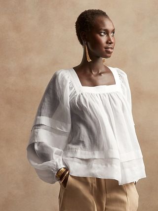 Ramie Square-Neck Blouse | Banana Republic (US)